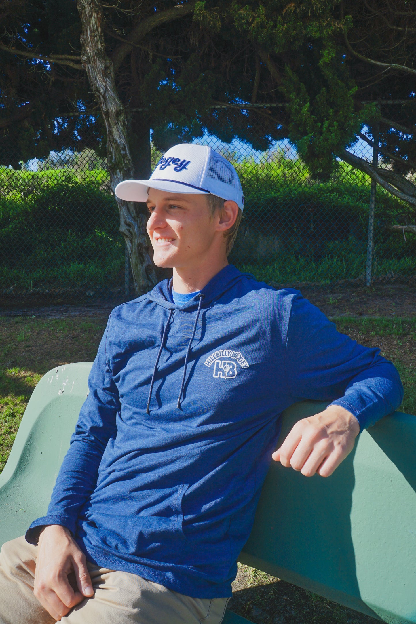 Bogey Trucker Hat | White & Navy